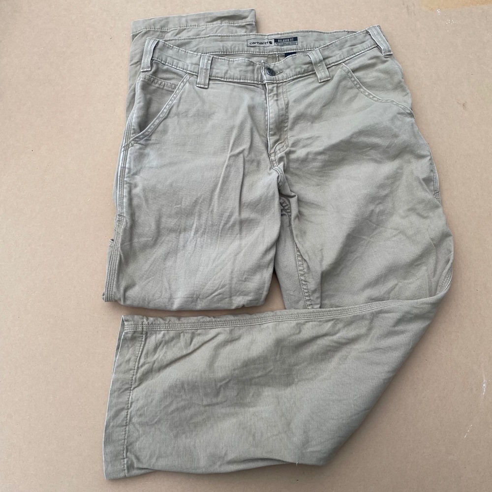 Carhartt Rugged Flex Canvas Work Pant Mens 32x30 Tan Pre-owned Good BN2291-M
